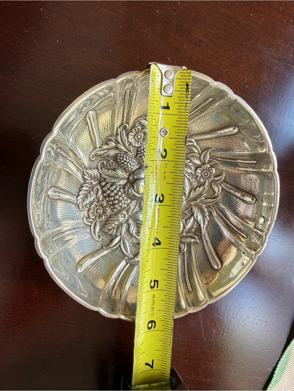 Decorative Floral Metal Dish in Gold Tone